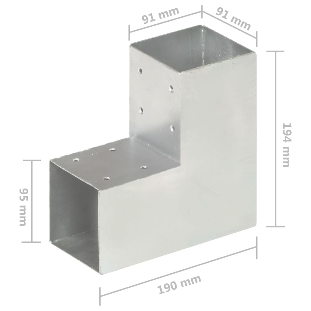 Stolpesko L-form galvanisert metall 91x91 mm