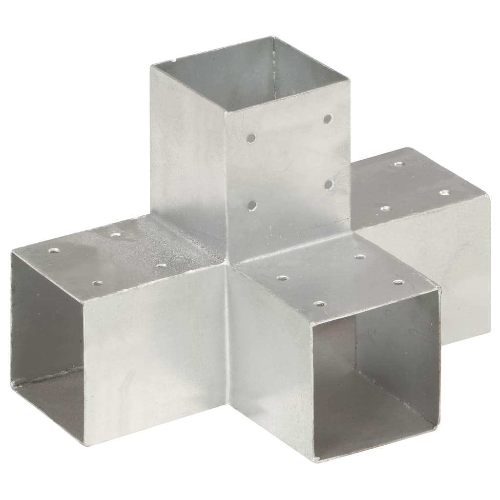 Stolpesko 4 stk X-form galvanisert metall 91x91 mm