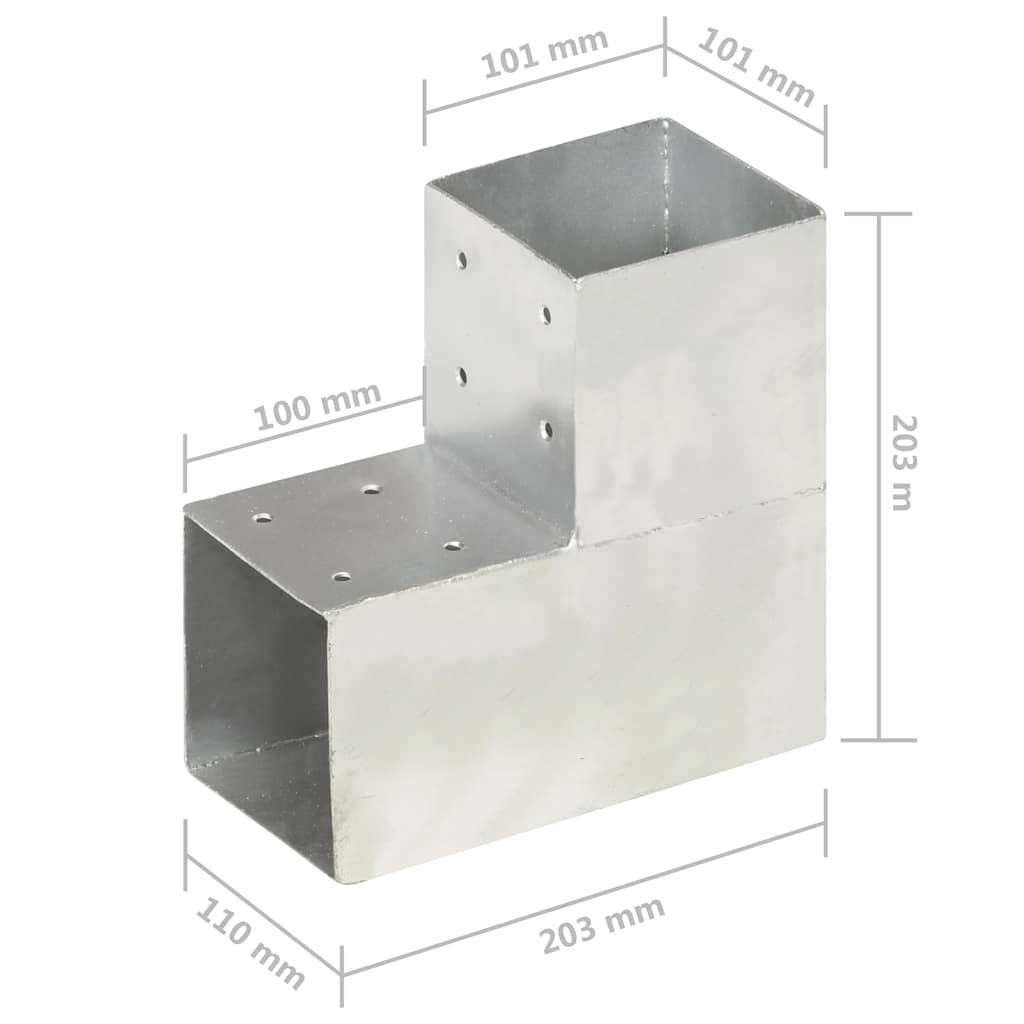 Stolpesko L-form galvanisert metall 101x101 mm
