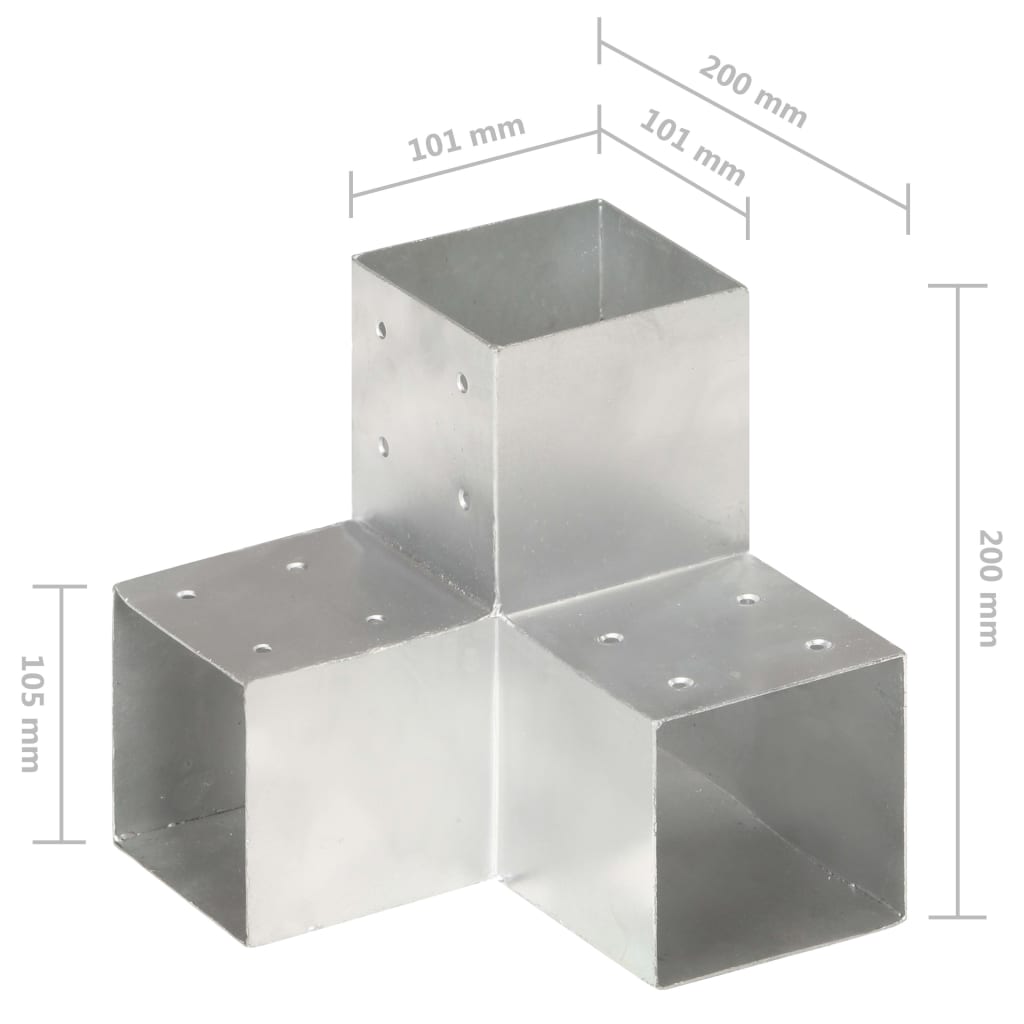 Stolpesko 4 stk Y-form galvanisert metall 101x101 mm