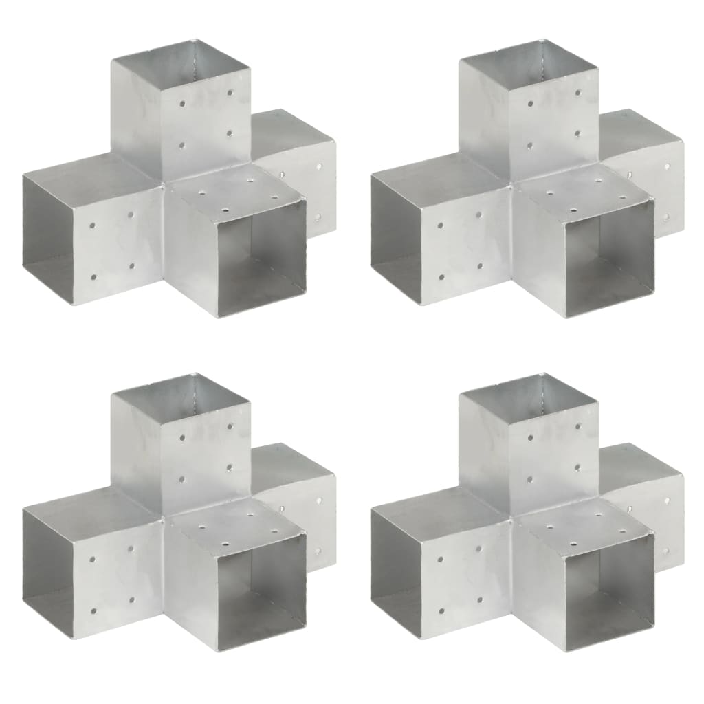 Stolpesko 4 stk X-form galvanisert metall 101x101 mm