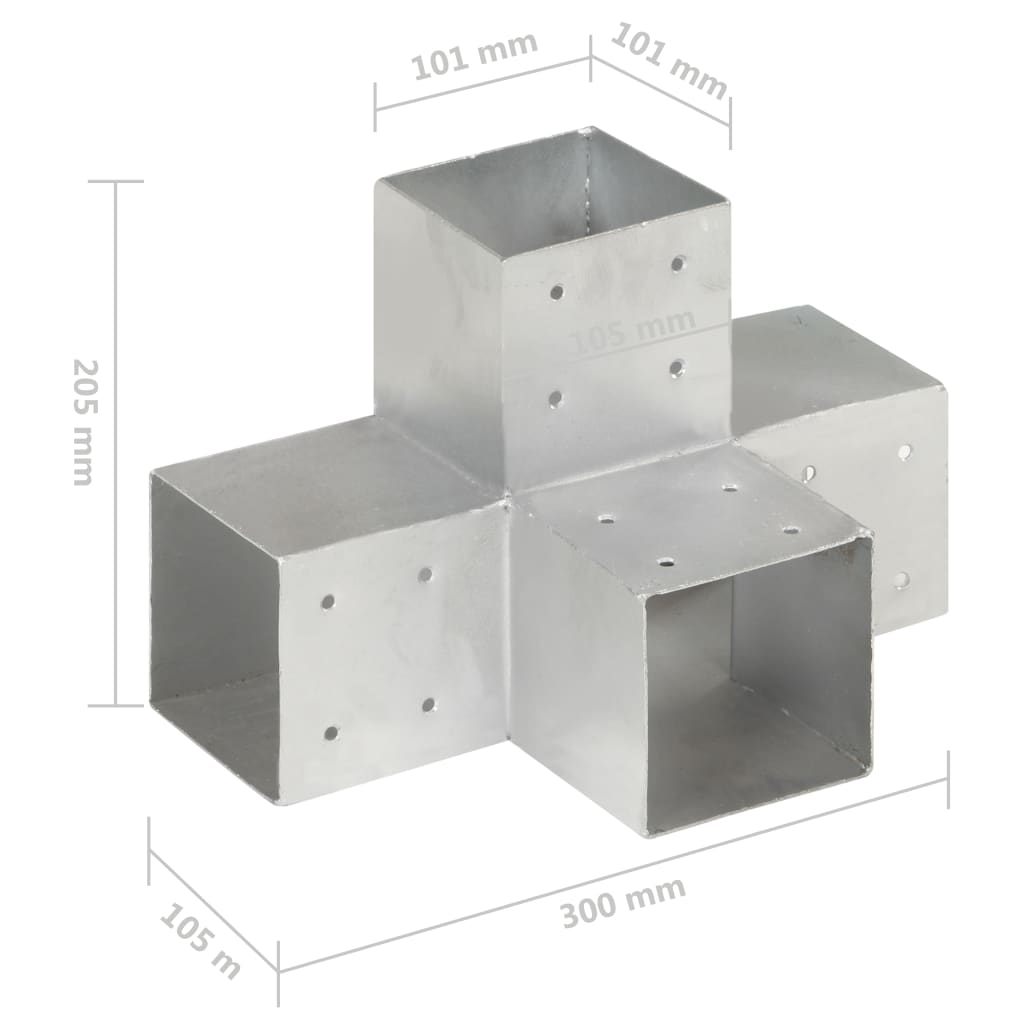 Stolpesko 4 stk X-form galvanisert metall 101x101 mm