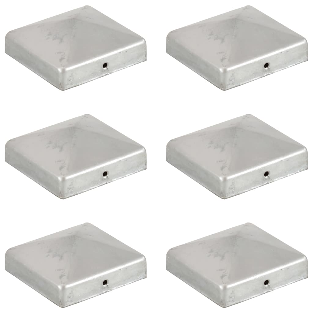 Gjerdestolpehatter pyramide 6 stk galvanisert metall 81x81 mm