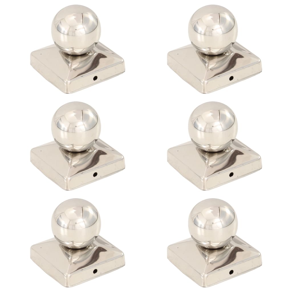 Stolpehatter 6 stk ballformet rustfritt stål 81x81 mm
