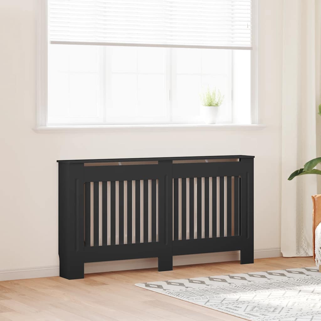 Radiatordeksel svart 152x19x81,5 cm konstruert tre