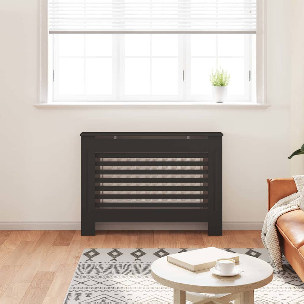 Radiatordeksel svart 112x19x81,5 cm MDF