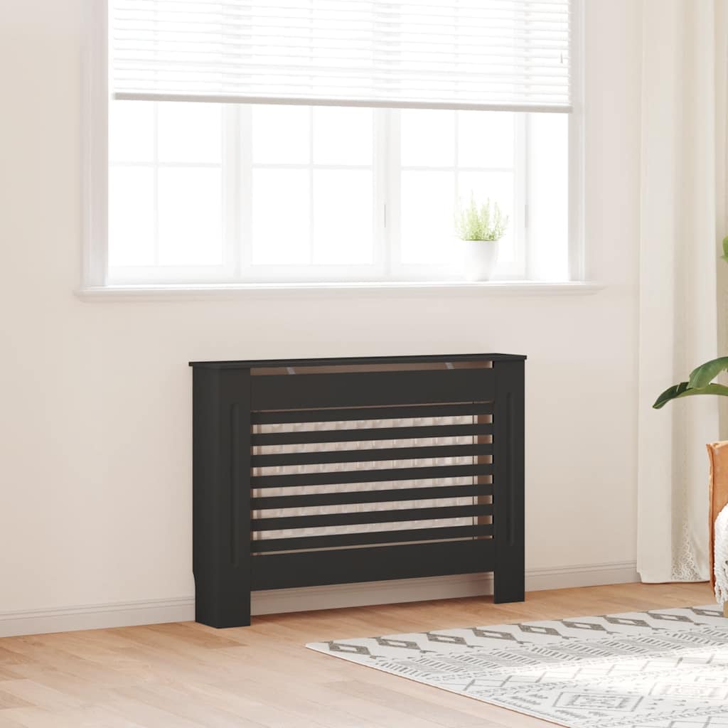 Radiatordeksel svart 112x19x81,5 cm MDF