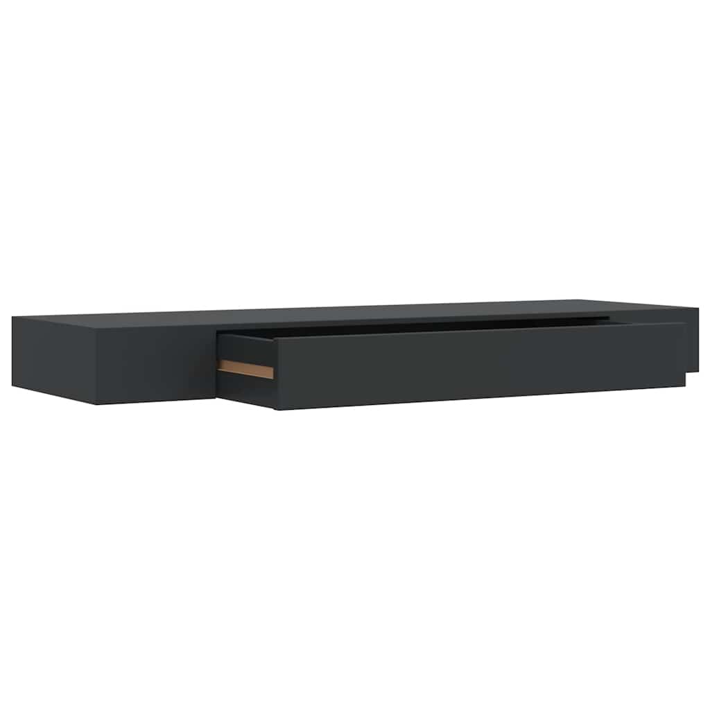 Vegghylle med skuff svart 80x25x8 cm