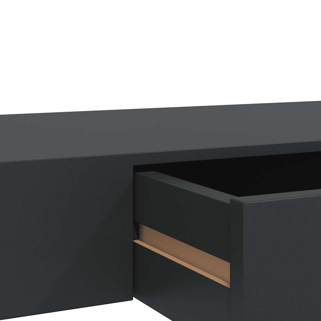 Vegghylle med skuff svart 80x25x8 cm