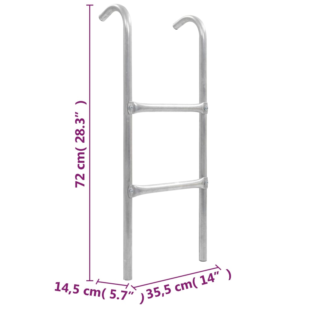 Stige til trampoline 2 trinn stål sølv 72 cm (egnet for 65 cm høyde)