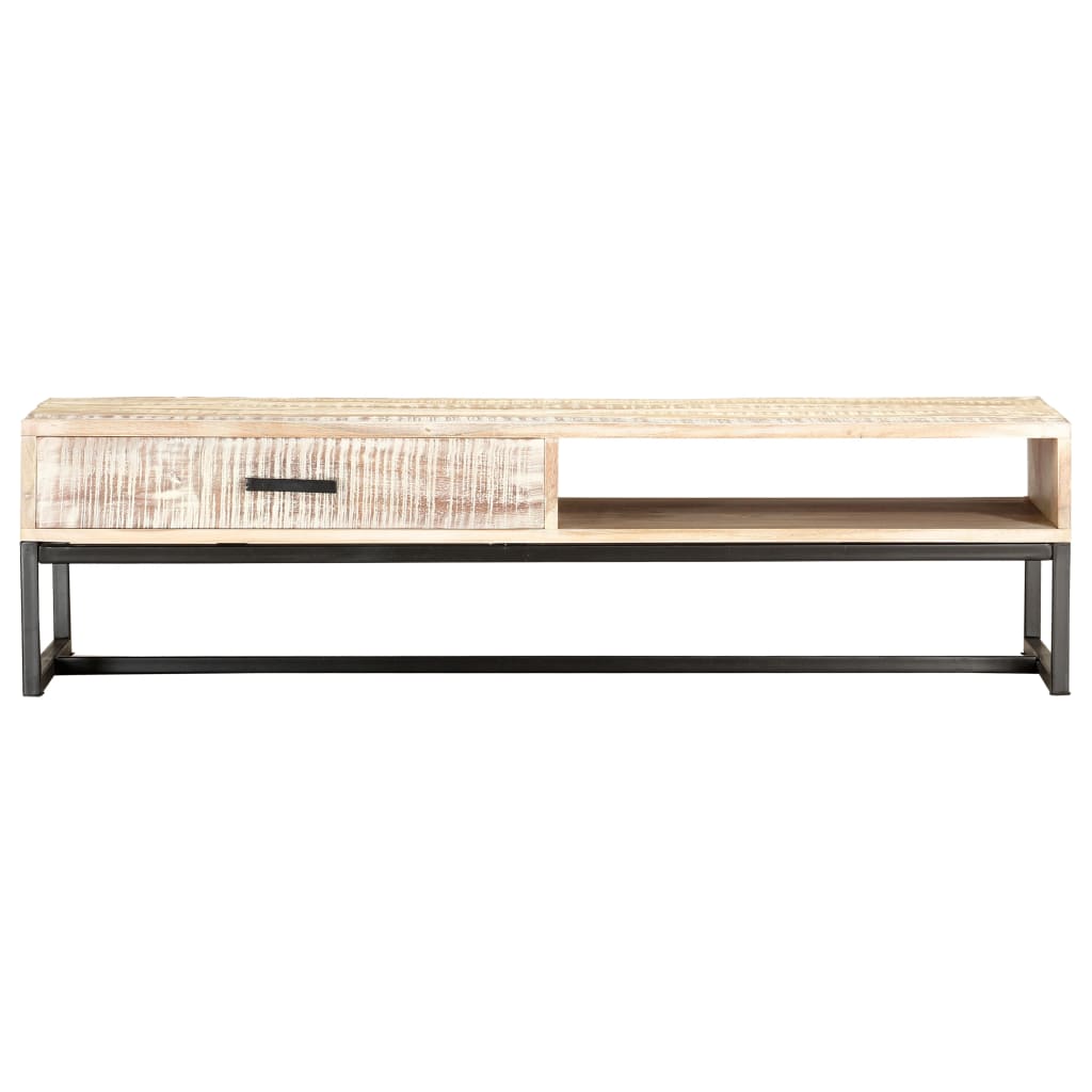 Salongbord hvit 117x50x30 cm heltre akasie