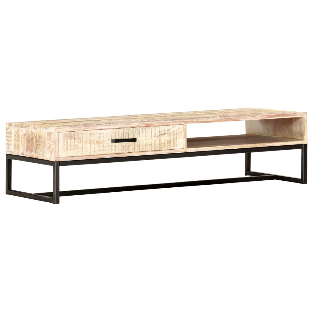 Salongbord hvit 117x50x30 cm heltre akasie