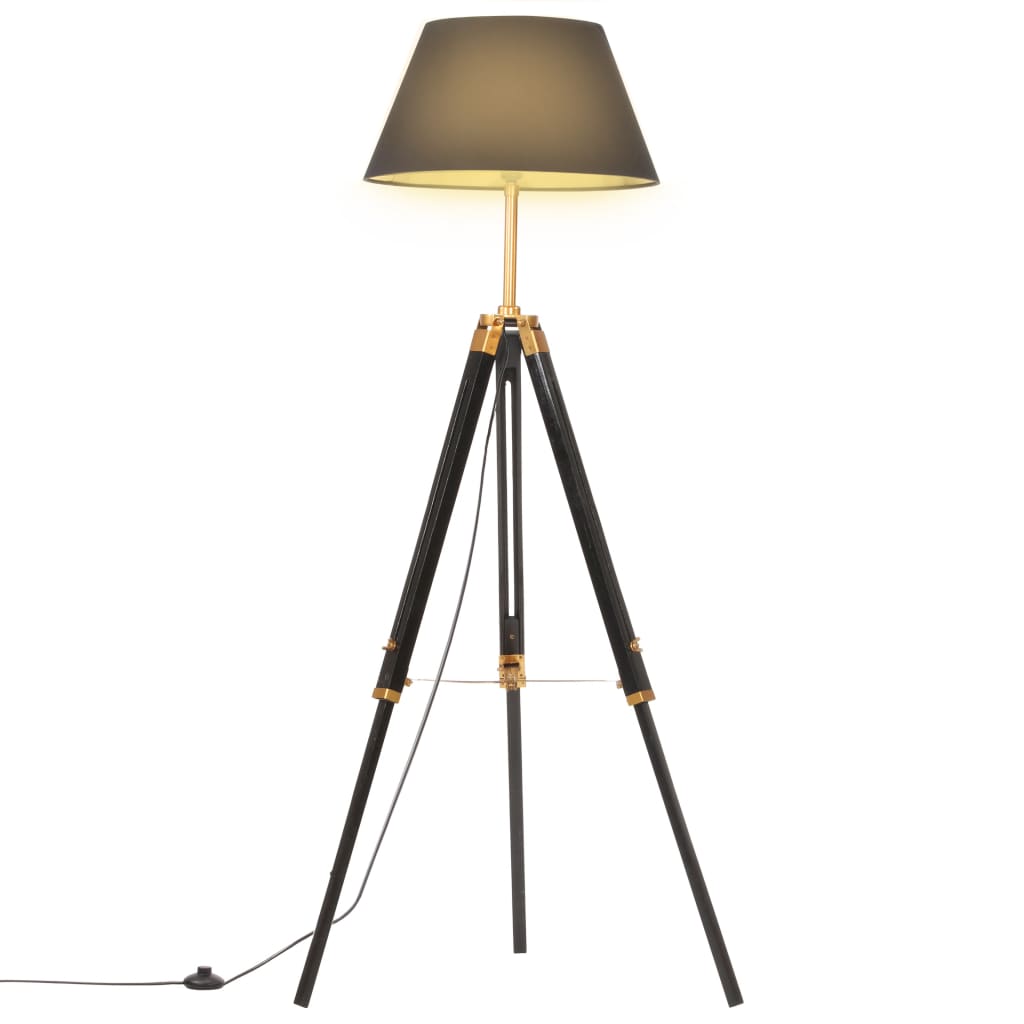 Gulvlampe med stativ svart og gull heltre teak 141 cm