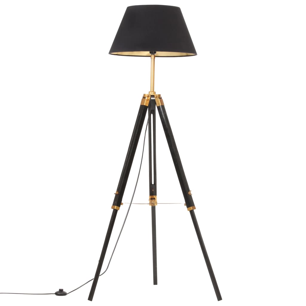 Gulvlampe med stativ svart og gull heltre teak 141 cm