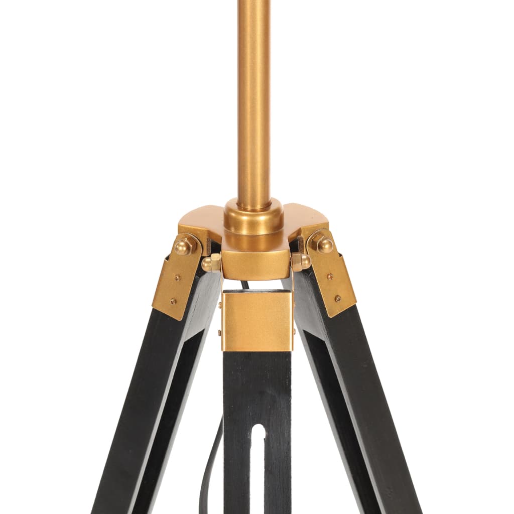 Gulvlampe med stativ svart og gull heltre teak 141 cm