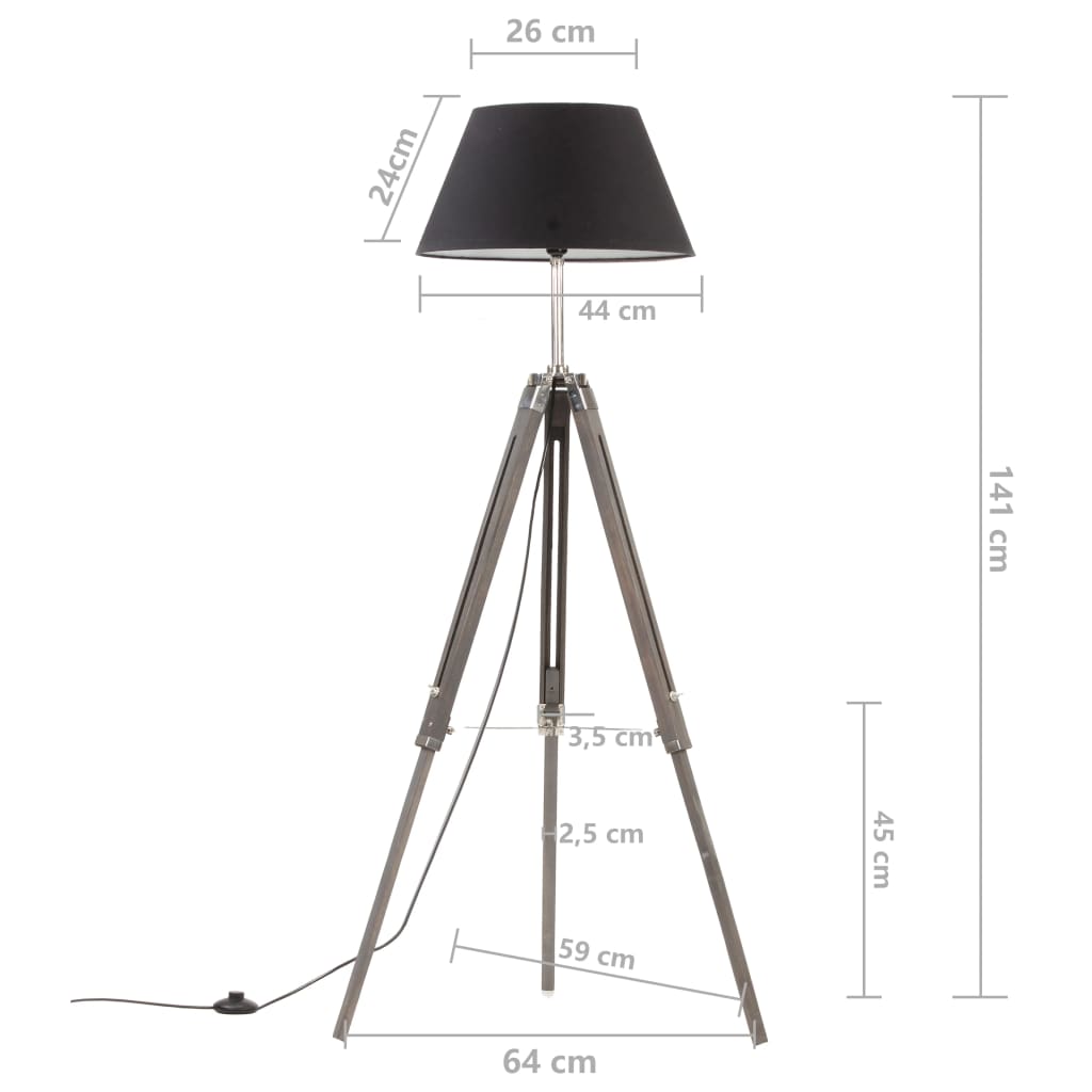 Gulvlampe med stativ svart og gull heltre teak 141 cm