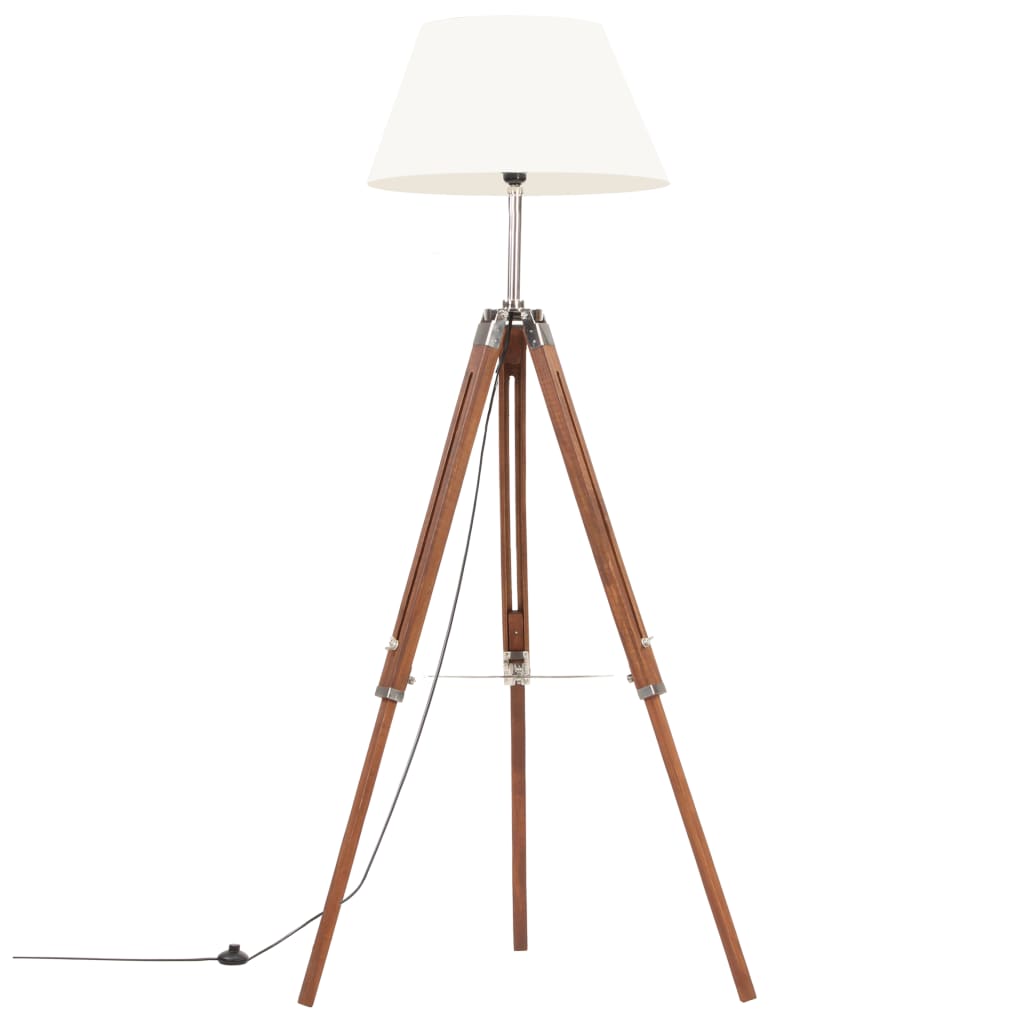 Gulvlampe med stativ honningbrun og hvit heltre teak 141 cm