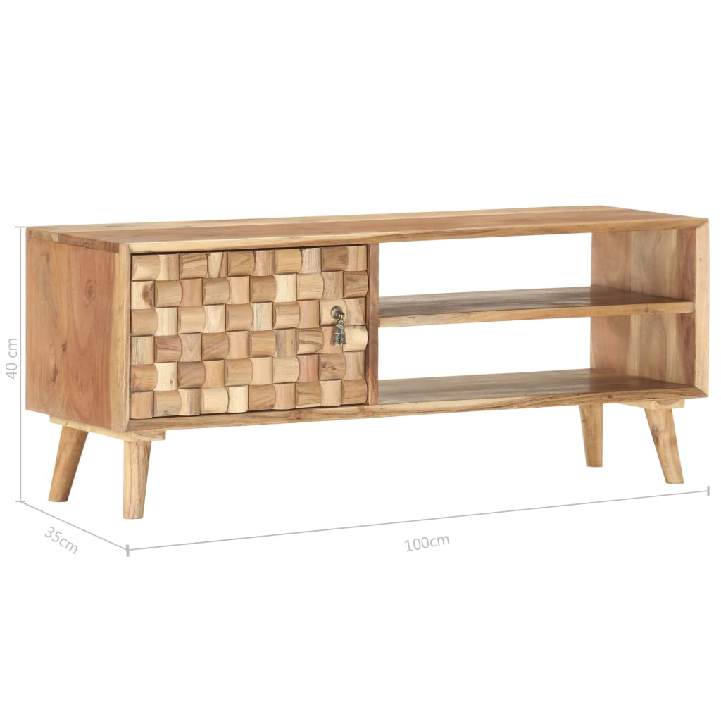 TV-benk 100x30x40 cm heltre akasie