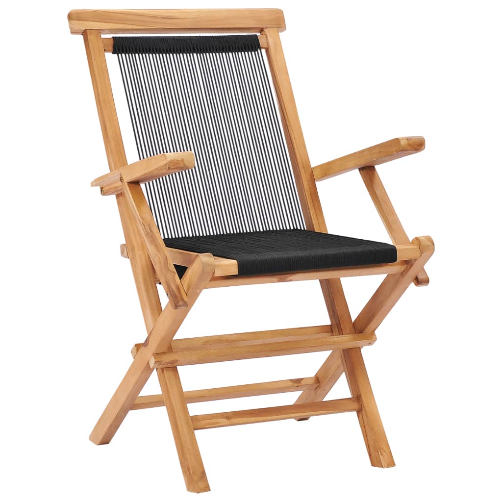 Klappstoler 2 stk heltre teak og tau