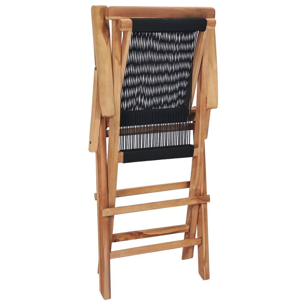 Klappstoler 2 stk heltre teak og tau