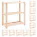 Lagringshyller 3 etasjer 10stk 80x38x90cm heltre furu 150kg