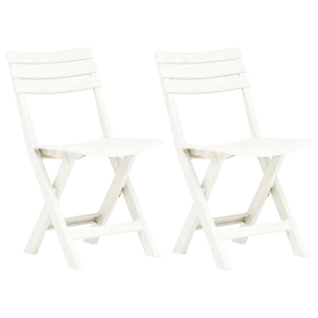 Foldbare hagestoler 2 stk plast hvit