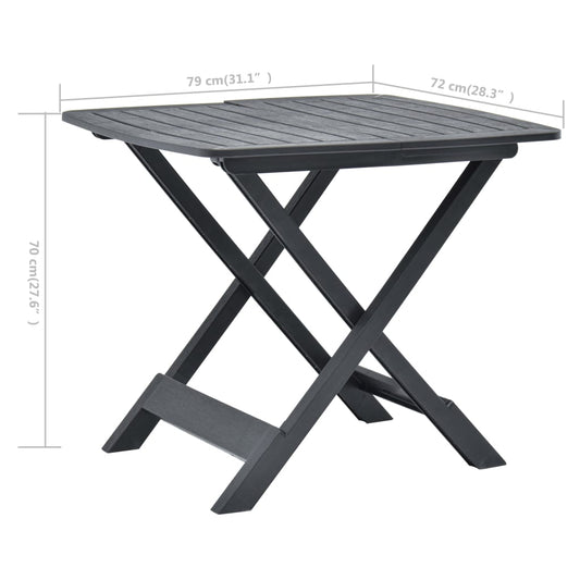 Sammenleggbart hagebord antrasitt 79x72x70 cm plast
