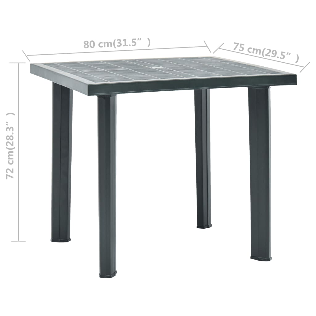 Hagebord grønn 80x75x72 cm plast