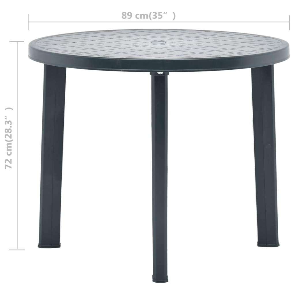 Hagebord grønn 89 cm plast vidaXL