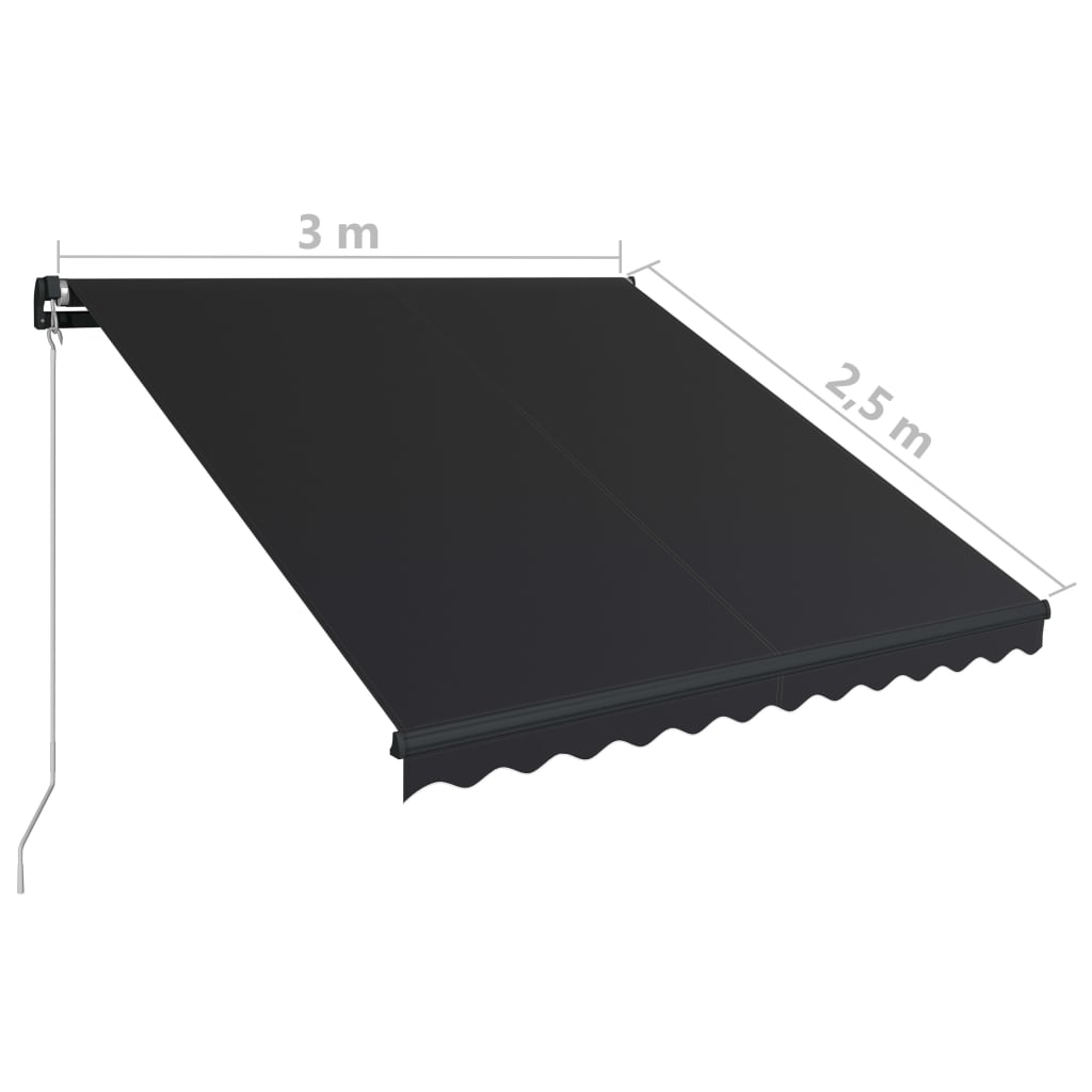 Manuell uttrekkbar markise 300x250 cm antrasitt vidaXL