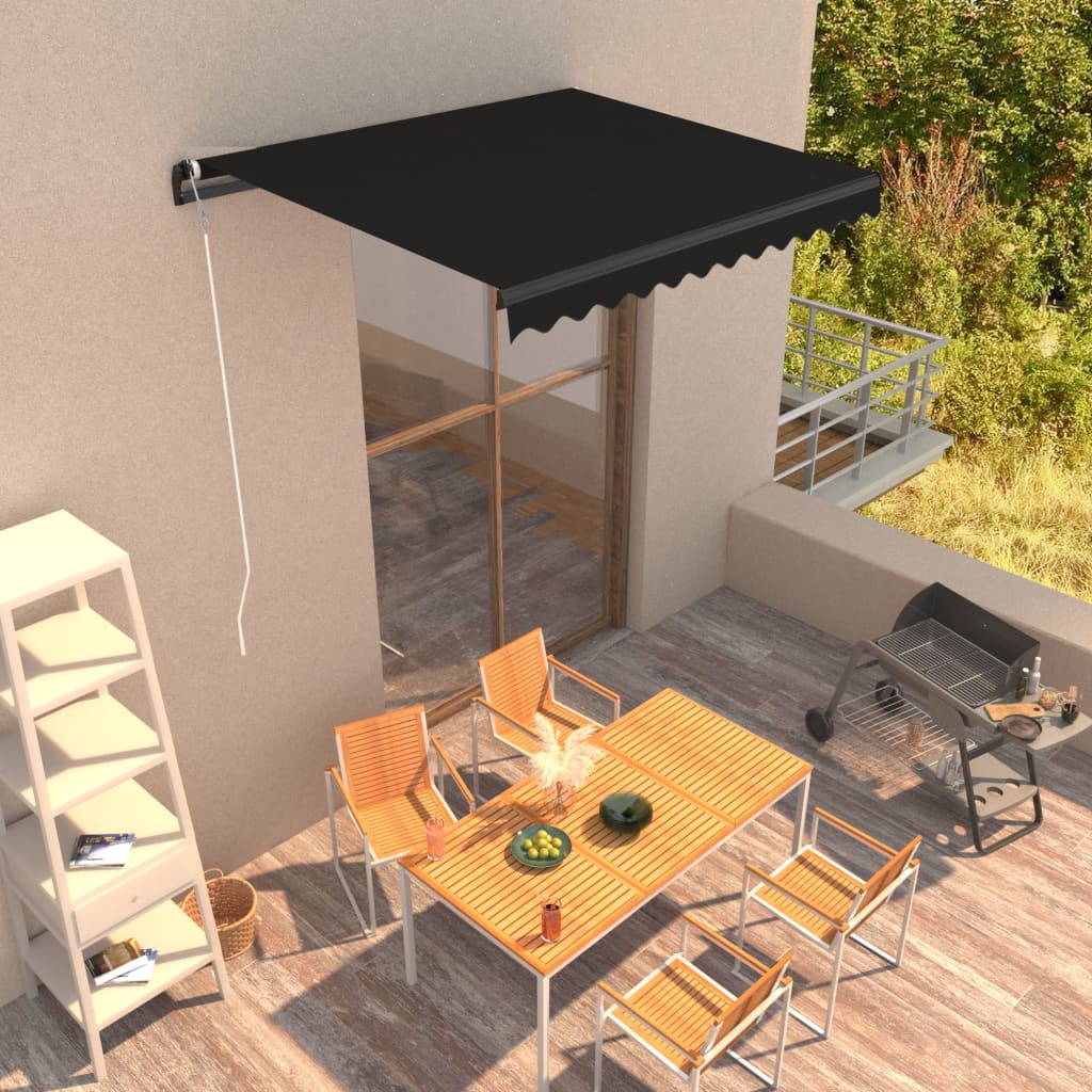 Manuell uttrekkbar markise 300x250 cm antrasitt vidaXL