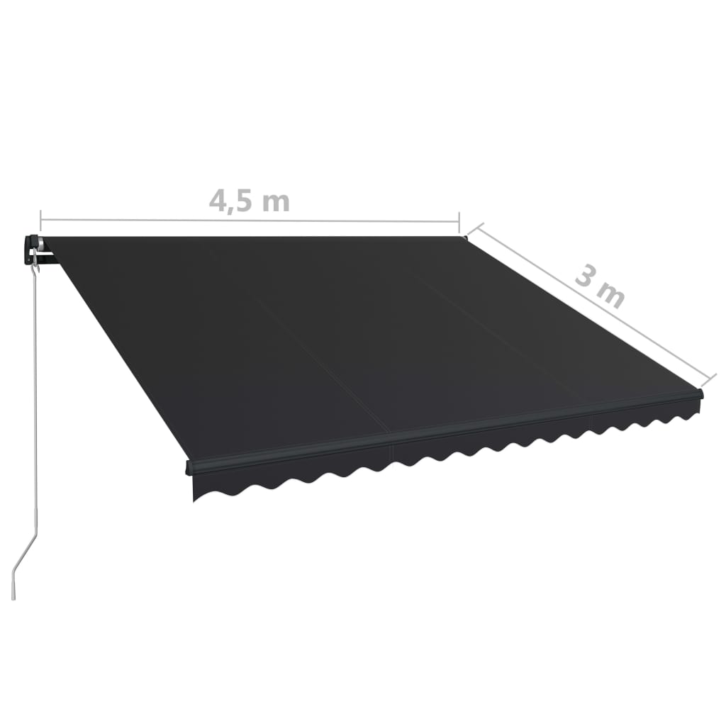 Manuell uttrekkbar markise 450x300 cm antrasitt vidaXL