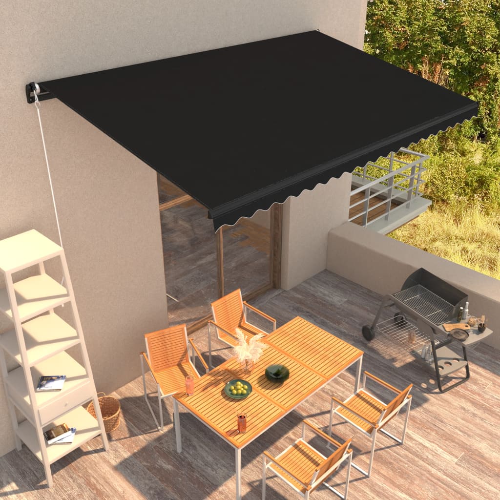 Manuell uttrekkbar markise 450x300 cm antrasitt vidaXL