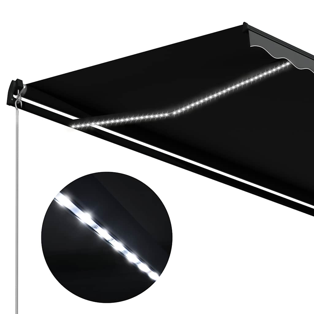 Manuell uttrekkbar markise med LED 300x250 cm antrasitt vidaXL