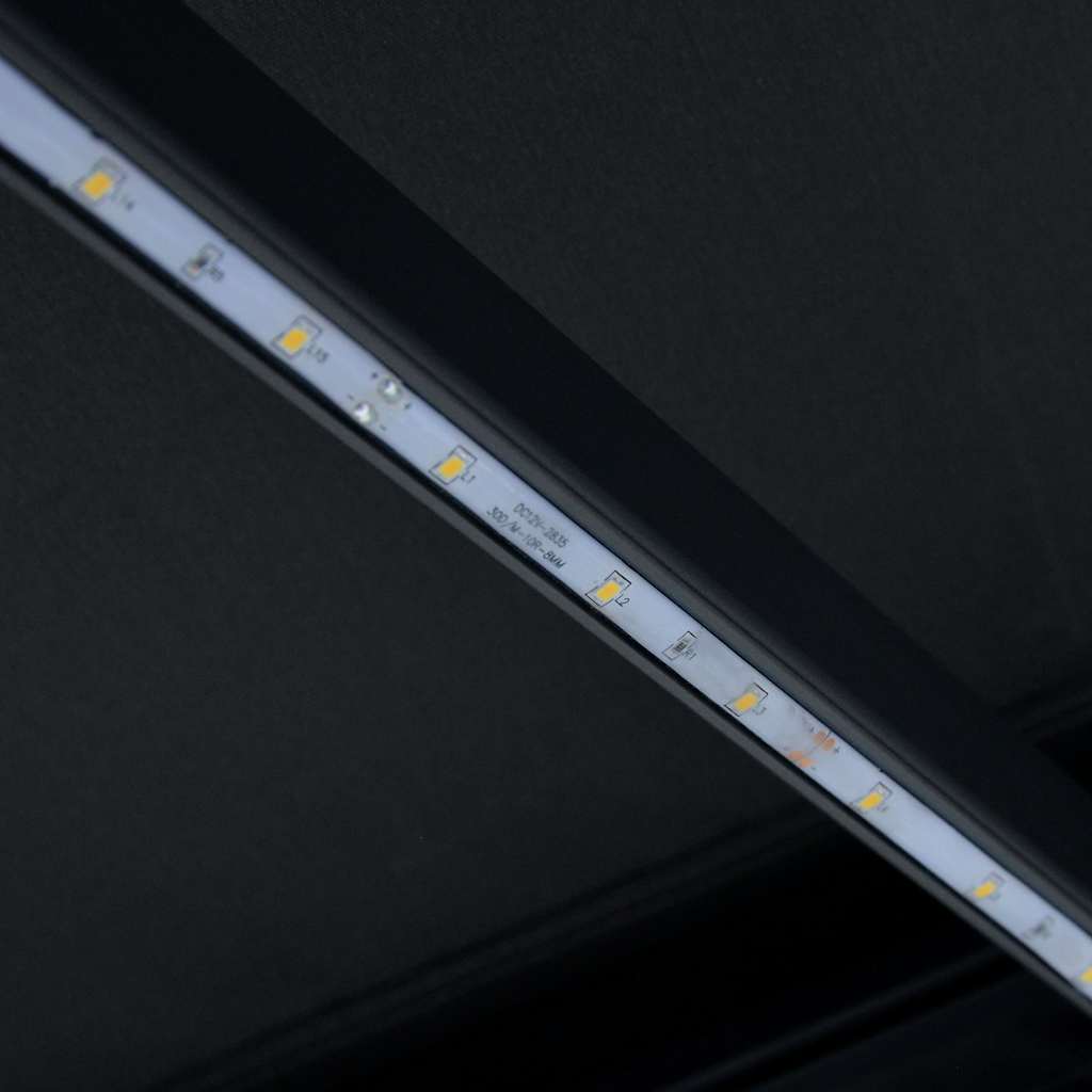 Manuell uttrekkbar markise med LED 300x250 cm antrasitt vidaXL