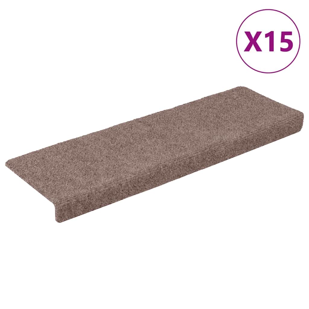 Trappematter selvklebende 15 stk 65x21x4 cm lysebrun rektangulær kant