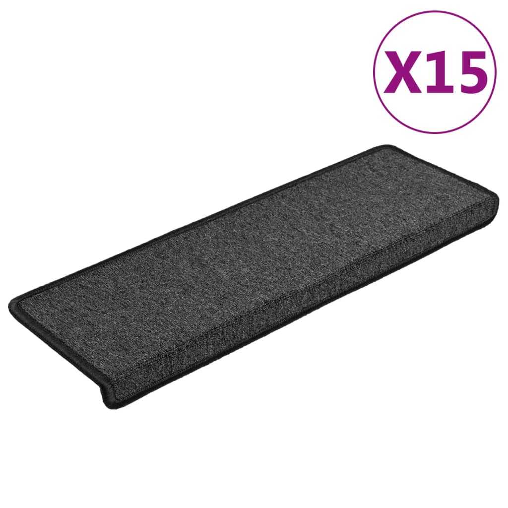 Trappematter 15 stk 65x21x4 cm antrasitt rektangulær kant