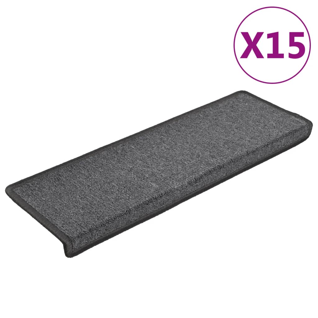Trappematter 15 stk 65x21x4 cm mørkegrå rektangulær kant
