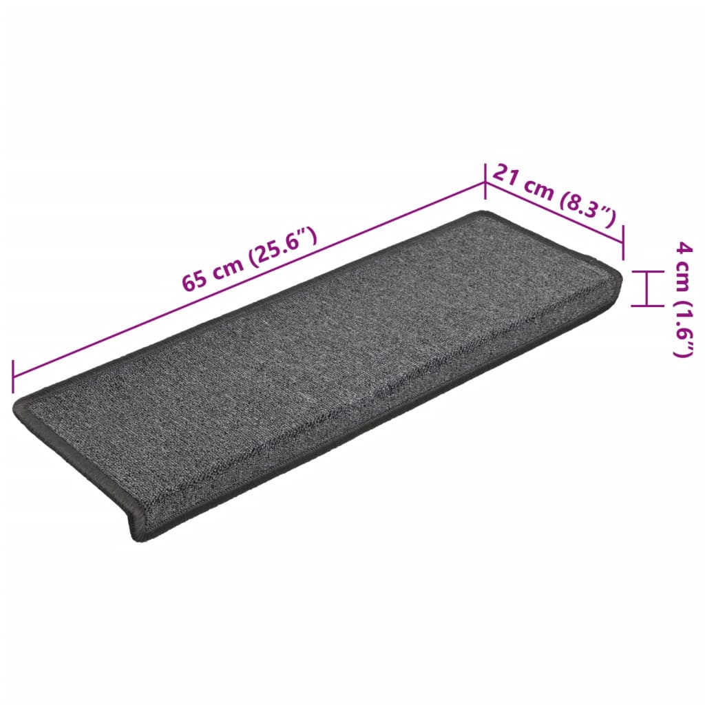 Trappematter 15 stk 65x21x4 cm mørkegrå rektangulær kant
