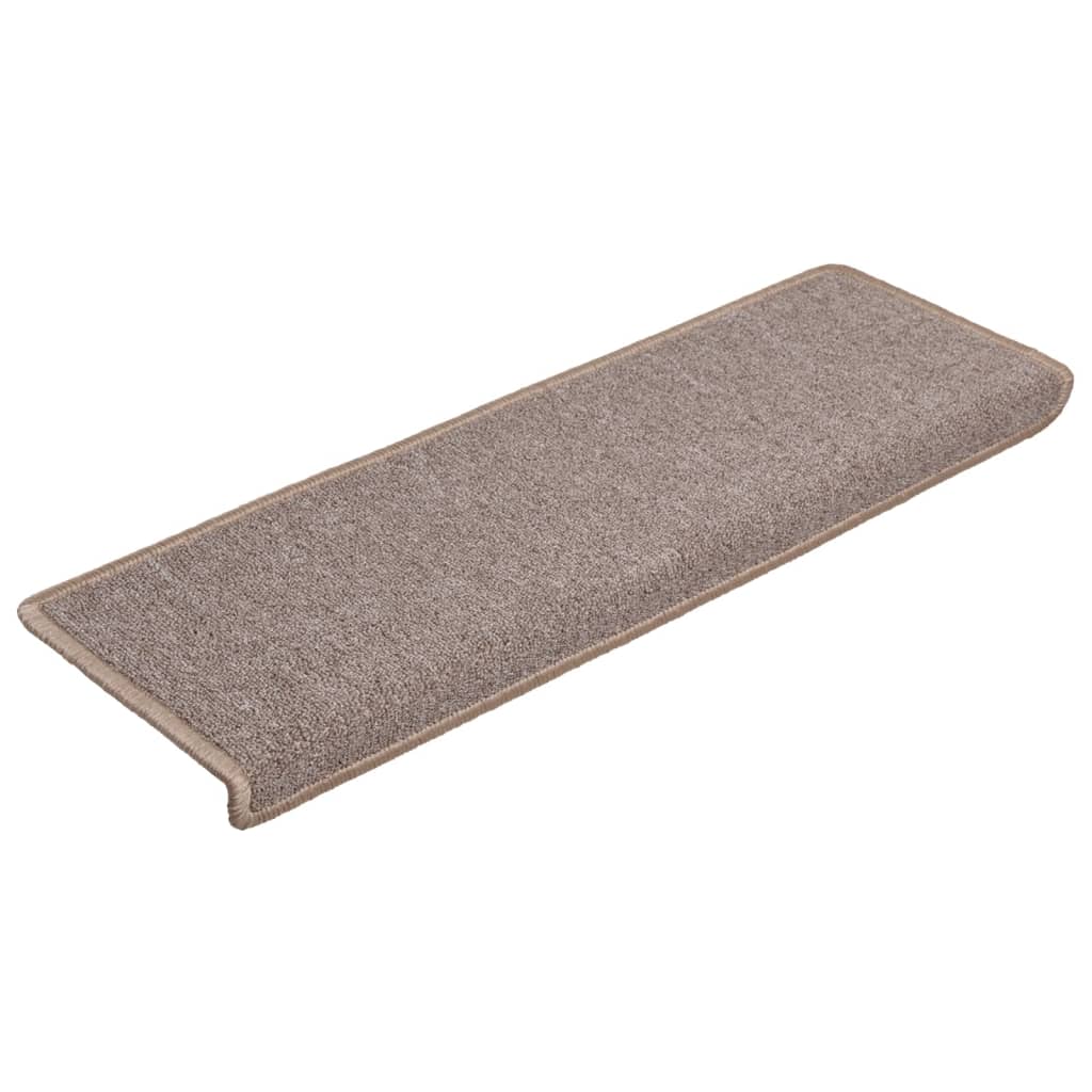 Trappematter 15 stk 65x21x4 cm lysebrune rektangulære kanter vidaXL