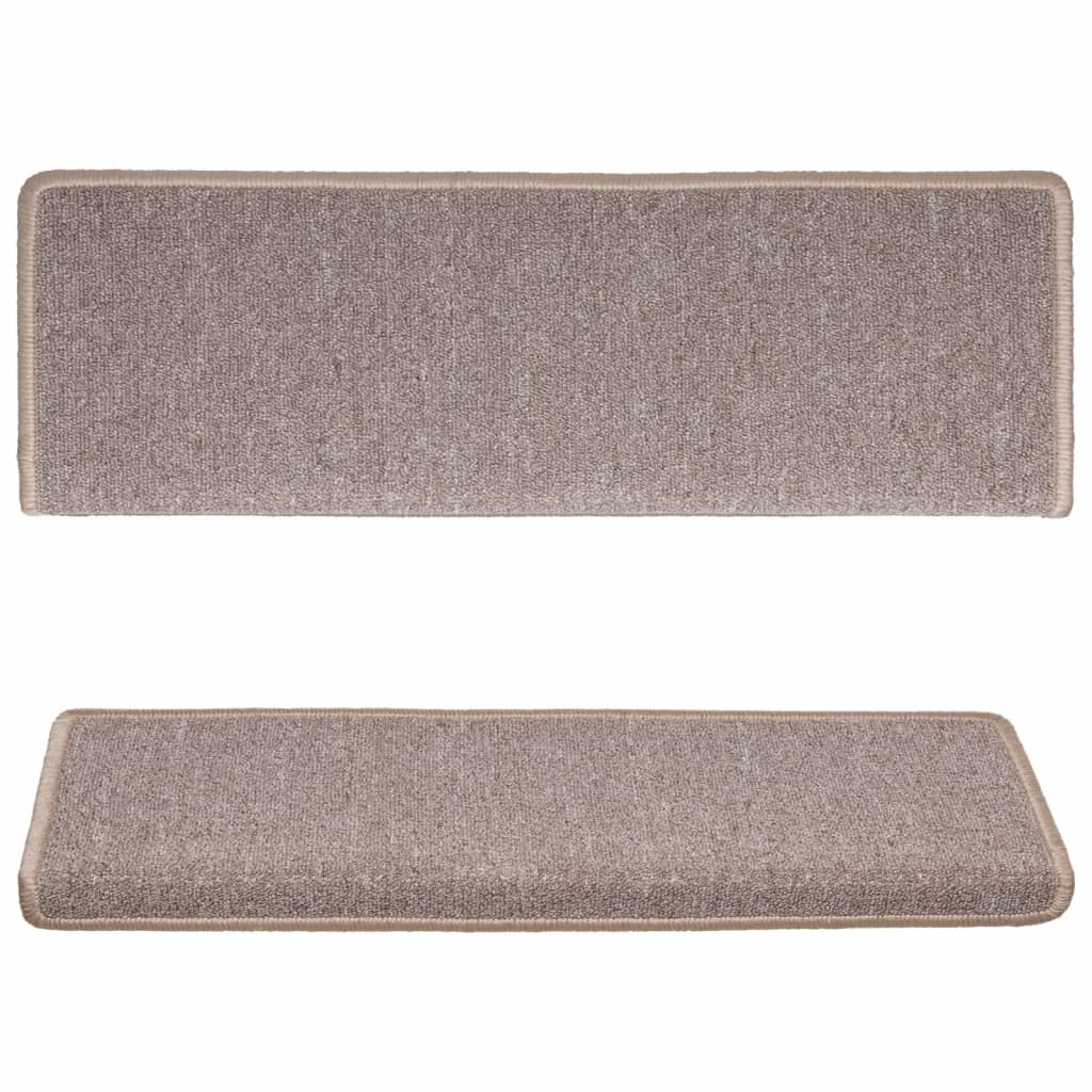 Trappematter 15 stk 65x21x4 cm lysebrune rektangulære kanter