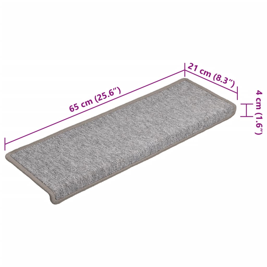 Trappematter 15 stk 65x21x4 cm lysegrå rektangulær kant