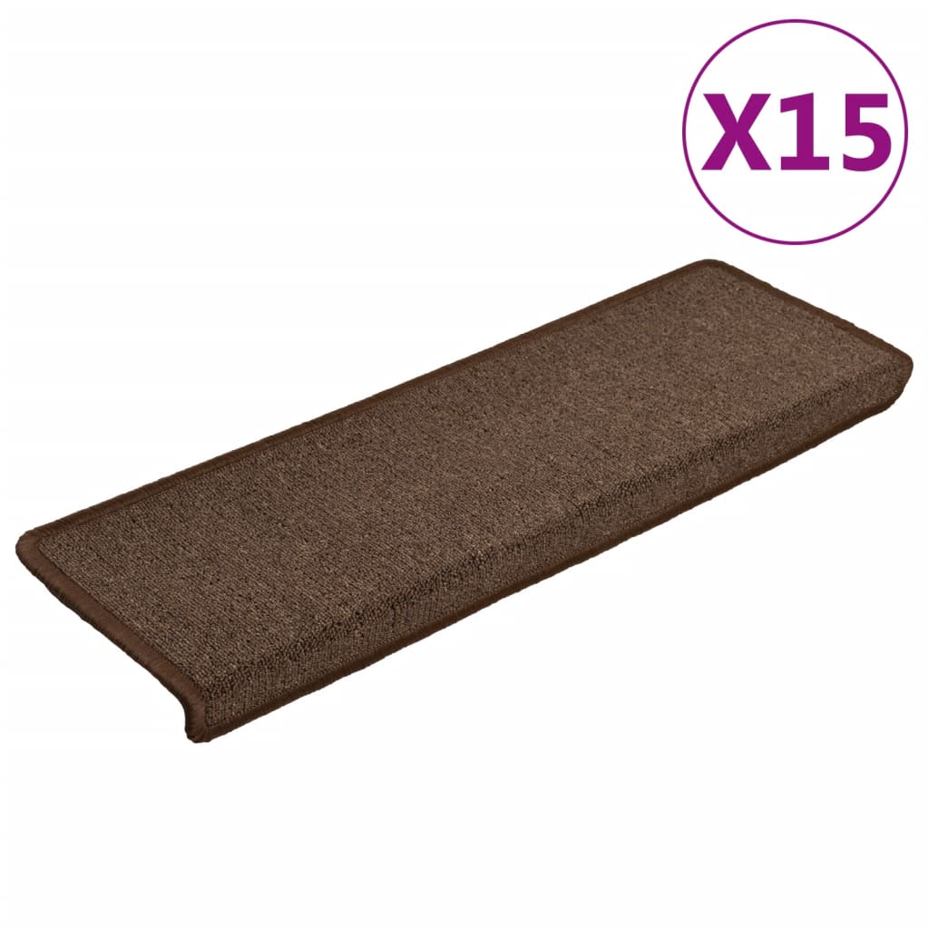 Trappematter 15 stk 65x21x4 cm brun rektangulær kant