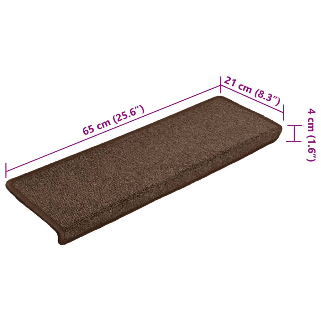 Trappematter 15 stk 65x21x4 cm brun rektangulær kant