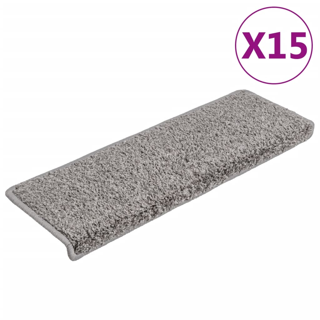 Trappematter 15 stk 65x21x4 cm grå rektangulær kant