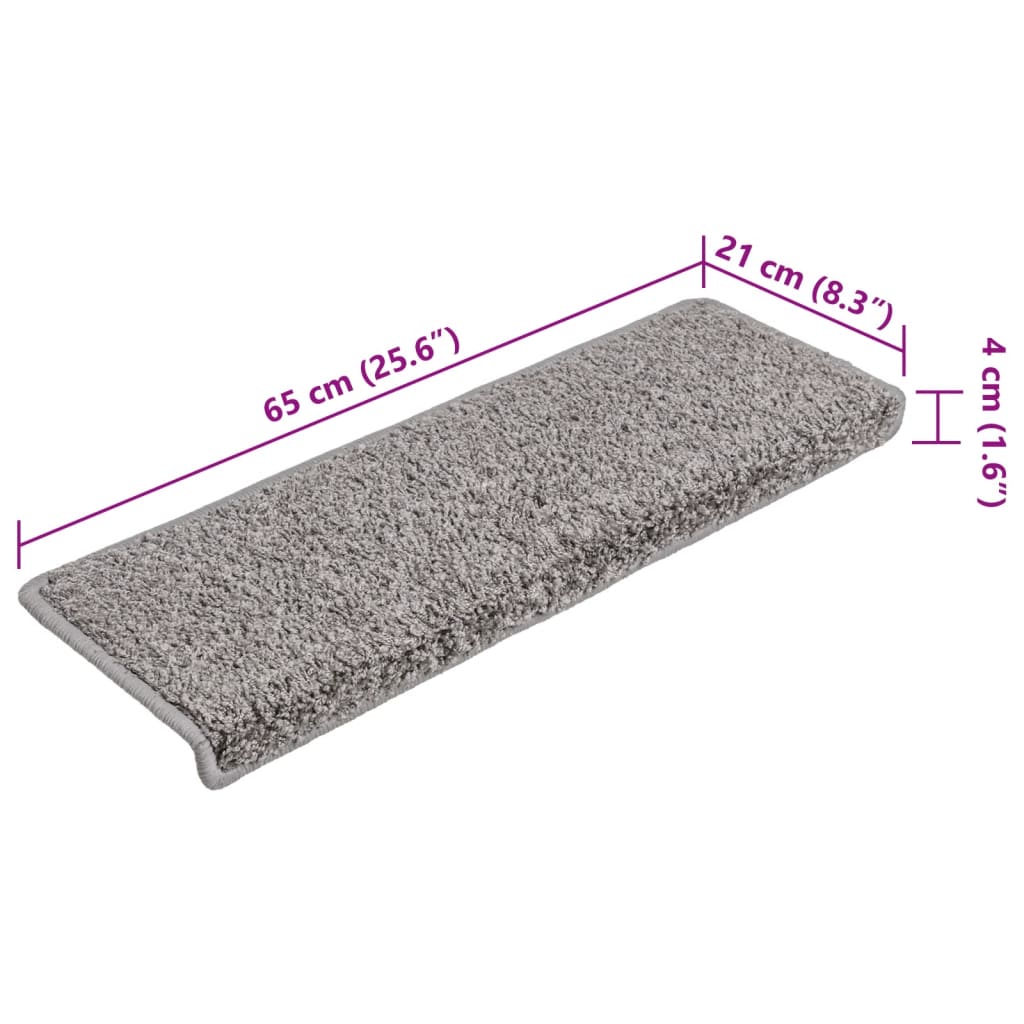 Trappematter 15 stk 65x21x4 cm grå rektangulær kant