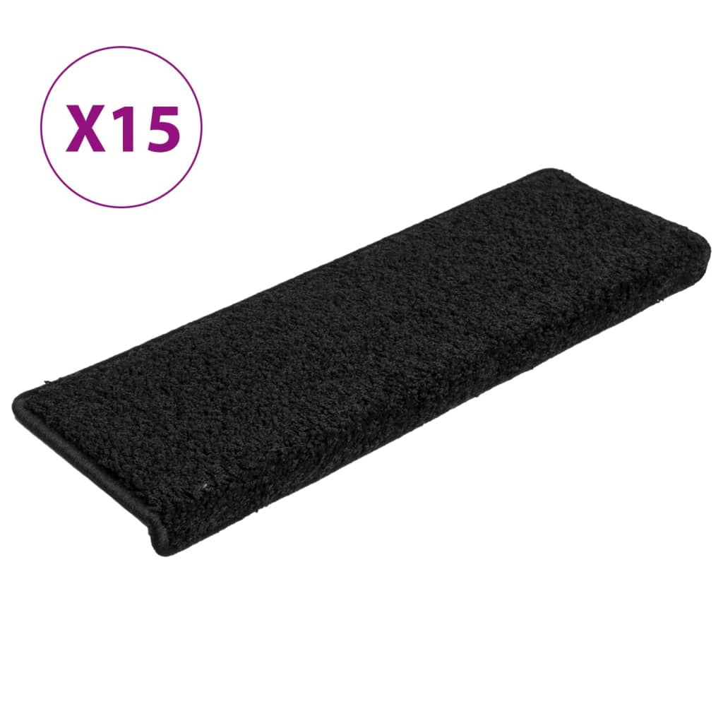 Trappematter 15 stk 65x21x4 cm svart rektangulær kant