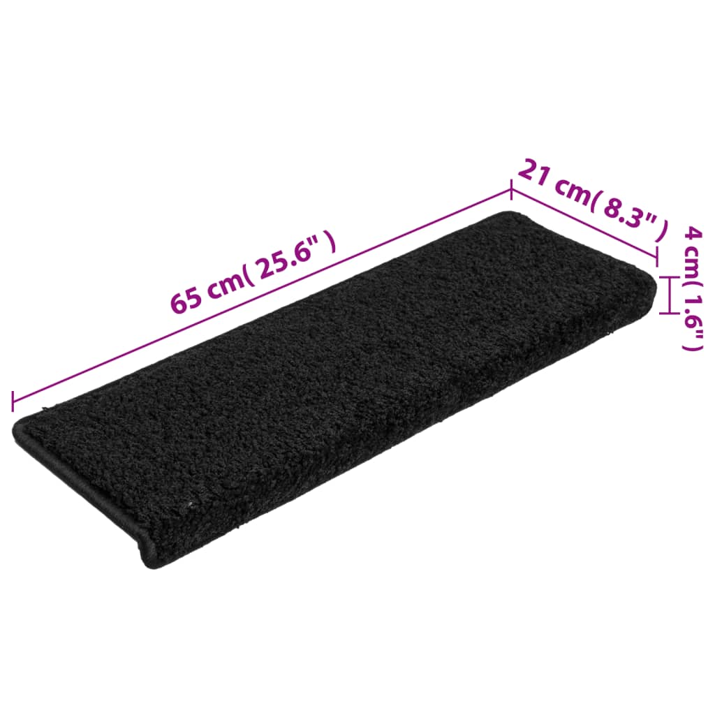 Trappematter 15 stk 65x21x4 cm svart rektangulær kant
