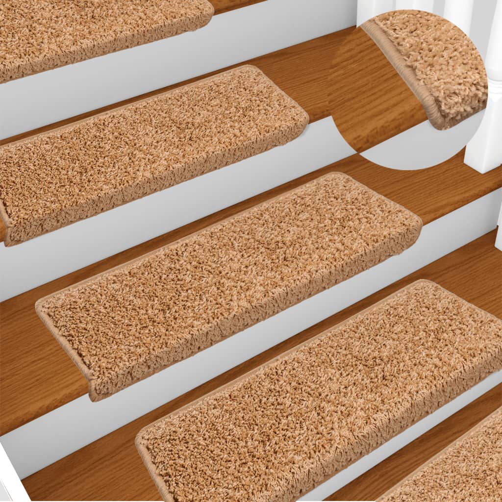 Trappematter 15 stk 65x21x4 cm beige rektangulær kant