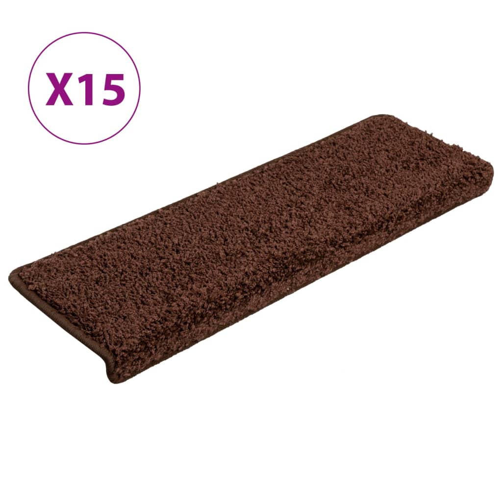 Trappematter 15 stk 65x21x4 cm brun rektangulær kant